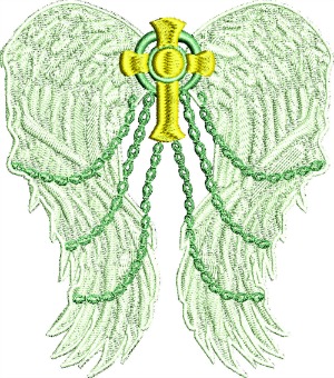 Angle Wings Chained To The Cross-machine embroidery Angel wings patches christian embroidery 