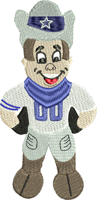 Dallas Cowboys Mascot-Dallas Cowboys, Dallas mascot, machine embroidery, Dallas embroidery, Mascot embroidery