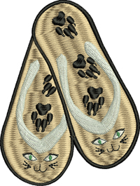 Cat Flip Flops-flip flops, cats, kitten, shoes, machine embroidery