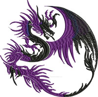 Purple and black dragon-Dragon embroidery, Dragons, machine embroidery, Dragon machine embroidery, mystical embroidery, embroidery