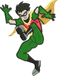 Robin-Robin, super hero, batman, machine embroidery, 
