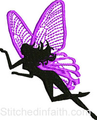 Silhouette Fairy-Silhouette Fairy machine embroidery, fairy embroidery, fairy machine embroidery, embroidery designs, fantasy embroidery, stitchedinfaith.com