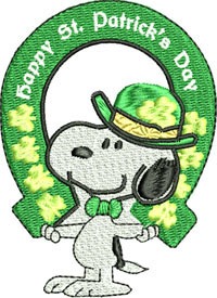 Snoopy St Patricks day-Snoopy embroidery, St. Patricks Day embroidery, Happy St. Patricks day, machine embroidery, Holiday embroidery, stitchedinfaith.com, Irish embroidery