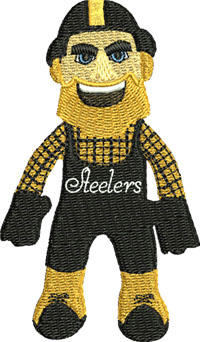 Steely Mc Bean-Steely Mc Bean, Pittsburgh Steelers, Pittsburgh mascot, machine embroidery, sports embroidery
