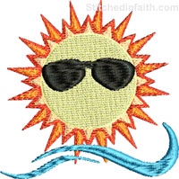 Sun Shades-Summer embroidery, Seasons embroidery, Sun embroidery, Sun sunglasses, fun embroidery, Beach embroidery, Summer,