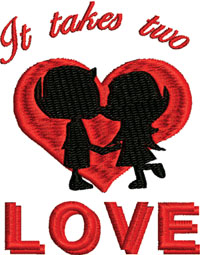 It takes two machine embroidery design-Valentine embroidery, love embroidery, cute embroidery, machine embroidery, embroidery