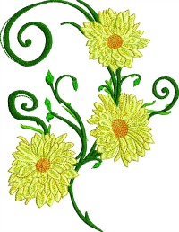 3 Daisies-Daisies 3 daisies flowers machine embroidery plants embroidery stitchedinfaith.com