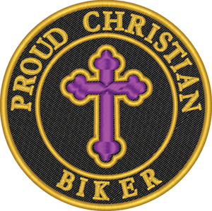 Proud Christian Biker-Biker, Christian, motorcycle, vehicle, machine embroidery, Proud