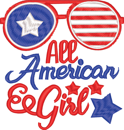 All American Girl-American, Girl, USA, America, machine embroidery