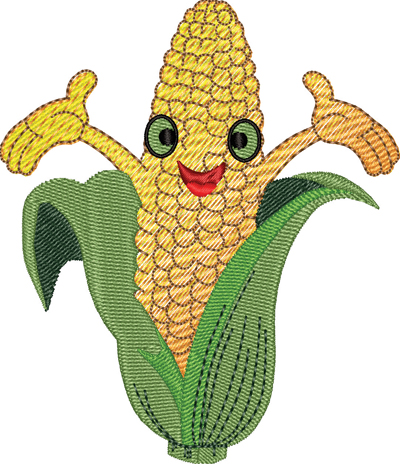 Corn on the cob-Corn, cob, food, vegetable, machine embroidery