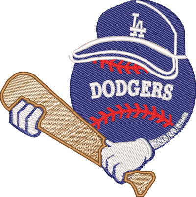 Dodgers cap bat and ball-Dodgers, baseball, cap, bat, ball, sports, machine embroidery