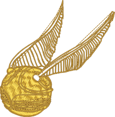 Golden Snitch-Golden, Snitch, harry, potter, machine embroidery
