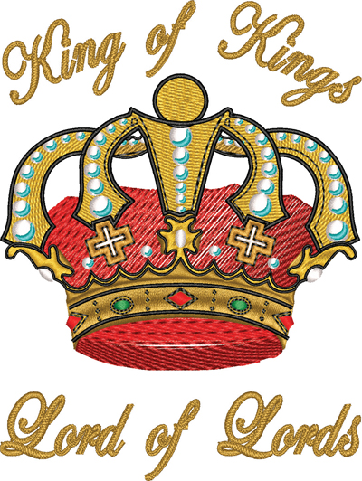King of Kings Crown-King, Jesus, Crown, Lord, Christian, Machine embroidery