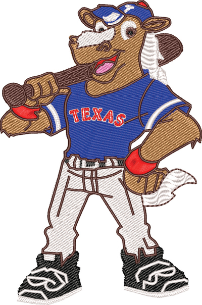 Rangers Captain-Rangers, Captain, Texas, baseball, machine embroidery, mascot