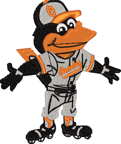 The Orioles Bird-Orioles, Bird, Baseball, mascot, machine embroidery