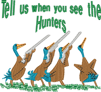 4 Duck hunters-4 Duck hunters, ducks hunters, hunting, sport, machine embroidery