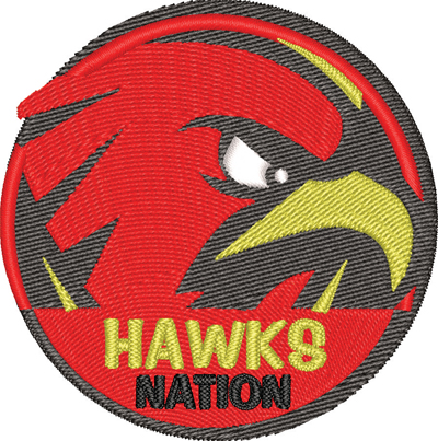 Hawks Nation-Atlanta, Hawks, Nation, basketball, sports, machine embroidery