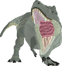 Attacking T Rex-T rex embroidery, dinosaur embroidery, machine embroidery, T Rex, embroidery designs