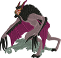 Bat Creature-Bat creature, creatures, dungeons, dragons, figures, machine embroidery, stitchedinfaith