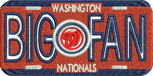 Big Fan Washington Natl-fan, sports fan, Washington, Nationals, license plate, sports embroidery, machine embroidery