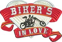 Bikers in love-Bikers, motorcycle, love, bikers love, lady bikers, girl biker, machine embroidery