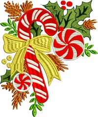 Candy Cane and Holly-machine embroidery Christmas embroidery embroidery candy canes holly Christmas candy Christmas machine embroidery designs stitchedinfaith.com