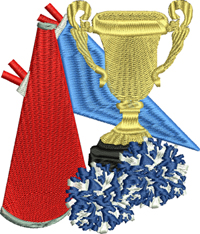 Cheerleader Trophy-Cheerleader, machine embroidery, Cheerleader embroidery, sports embroidery, Cheerleading