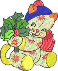 Christmas Kitty-Christmas embroidery, Kitty embroidery, Christmas Cats, Kitty cat, machine embroidery, Holiday