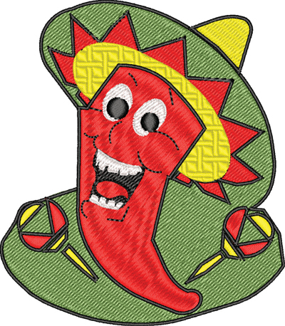 Cinco Red Pepper-Cinco Red Pepper, Peppers, Mexican, Mexico, Cinco De Mayo, machine embroidery
