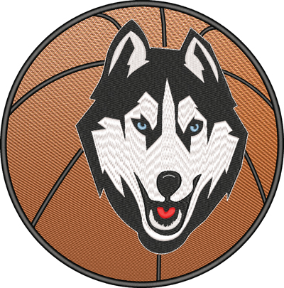Connecticut Huskey-Connecticut Huskey, basketball, machine embroidery
