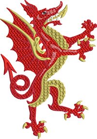 Devil Tail Dragon-Dragon embroidery, Devil Dragon, dragons, machine embroidery, animal embroider