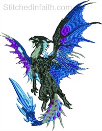 Dragon in Flight-Dragon embroidery, Dragon in flight, machine embroidery, Dragons