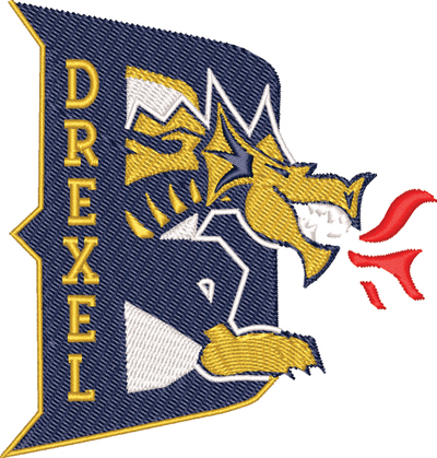 Drexel Dragon-Drexel Dragon, University, school, college, machine embroidery