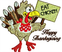 Eat Chicken-Thanksgiving turkey machine embroidery funny thanksgiving embroidery Turkey embroidery Holiday embroidery stitchedinfaith.com