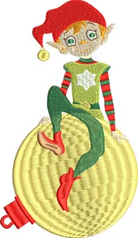 Elf on Decoration-elf, Elf embroidery, Christmas, machine embroidery, Decoration embroidery, 