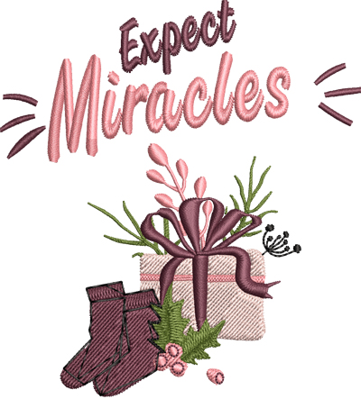 Expect Miracles-Miracles, Christian, Judaism, prayer, machine embroidery