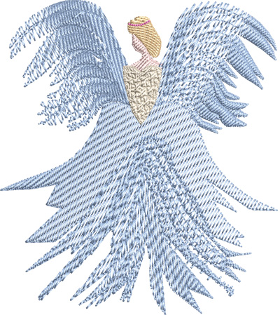 Feathered Angel-Angel, feathers, religion, heaven, machine embroidery