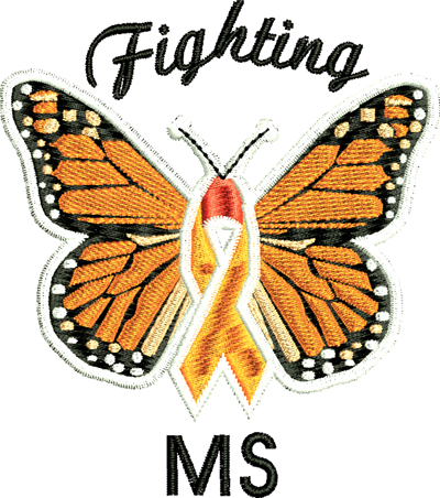 Fighting MS-MS, Awareness ribbon, machine embroidery
