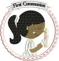 First Communion Black-First Communion, machine embroidery,First Communion black girl, Catholic embroidery, Religious embroidery, machine embroidery, First Communion girl