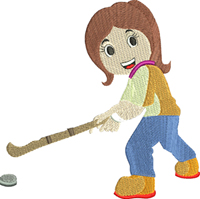 Girls play hockey-Hockey, field hockey, girls hockey, girls sports, sports, play hockey, machine embroidery