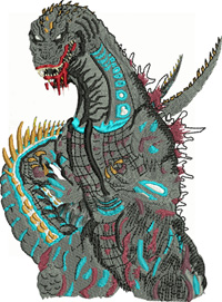 Godzilla-Godzilla embroidery, machine embroidery, dragon embroidery, embroidery