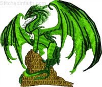 Green Dragon-Dragon embroidery, machine embroidery, Dragons, Green Dragon, embroidery