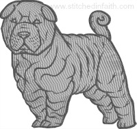Shar Pei-Shar Pei dog, Shar Pei embroidery, machine embroidery, dog embroidery, animal embroidery,stitchedinfaith.com