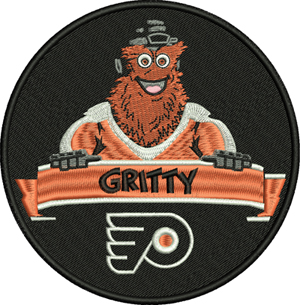 Gritty 2-Gritty, hockey, sports, machine embroidery