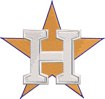 H star-H, Houston, baseball, star, sports, machine embroidery