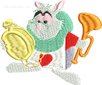 Haigha White Rabbit-White Rabbit, Haigha, alice, movie character, childrens embroidery, wonderland embroidery, machine embroidery, embroidery designs