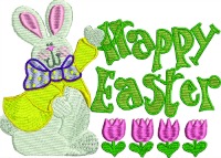 Happy Easter Tulips-Happy Easter, Easter embroidery, Easter bunny, tulips, holiday embroidery, bunny embroidery, childrens embroidery