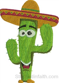 Happy Cactus-Cactus, Cactus embroidery, machine embroidery, Mexican, cactus plant, plant embroidery
