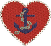 Anchor Heart-anchor machine embroidery heart anchor boating hearts nautical