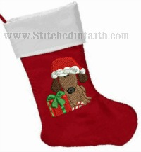 I got a puppy embroidered Christmas stocking Name Free-Puppy stocking Christmas stockings animal stockings embroidered stockingsChristmas embroidery